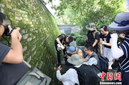 6月17日,海峡两岸媒体采访团记者在江西赣州古城墙参观。江江 摄 6月17日,海峡两岸媒体采访团记者在江西赣州古城墙参观。江江 摄